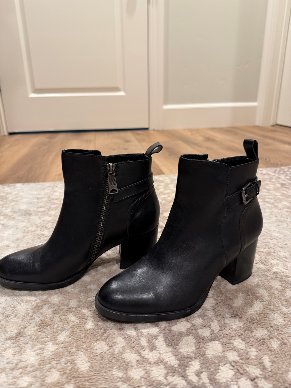 Lauren Ralph Lauren Cognac Leather Buckle Ankle Boots Booties 6.5B